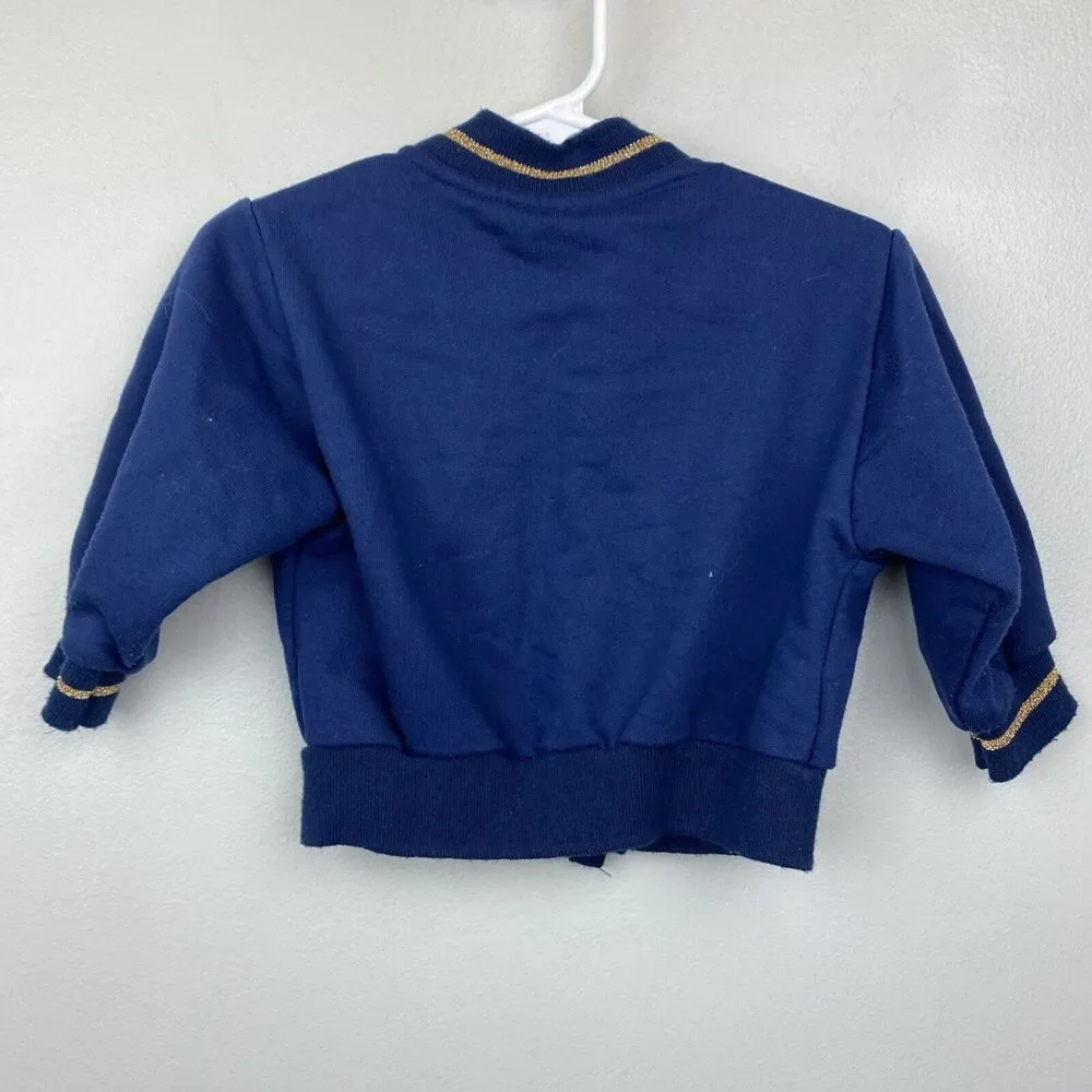 Vintage cardigan baby 18mos blue long sleeve navy coat of‎ arms 90s